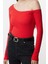 Stil Kadın Fitted Vücuda Oturan Omzu Açık Fitilli Pamuklu Esnek Bluz Regular Örme Slim Kalıp 1