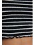 Kadın Moda Şık Crop Bisiklet Yaka Slim Kalıp Örme Triko Görünümlü Fitted Vücuda Oturan Esnek Bluz 4