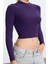 Stil Kadın Kolu Büzgü Detaylı Fitted Vücuda Oturan Esnek Bluz Crop Örme Slim Kalıp 1
