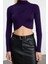 Stil Kadın Drapeli Crop Bluz Super Crop Örme Slim Kalıp 3