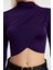 Stil Kadın Drapeli Crop Bluz Super Crop Örme Slim Kalıp 4