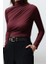 Kadın Moda Şık Üst Giyim Crop Dik Yaka Slim Kalıp Örme Büzgülü Kare Yaka Vücuda Oturan Esnek Bluz 4
