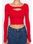 Stil Kadın Fitilli Fitted Vücuda Oturan Pencere Cut Out Detaylı Esnek Bluz Crop Örme Slim Kalıp 3