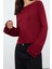 Kadın Moda Şık Üst Giyim Crop Bisiklet Yaka Ispanyol Kol Regular Kalıp Örme Kayık Yaka Fit Bluz 3