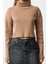 Kadın Moda Şık Üst Giyim Super Crop Dik Yaka Slim Kalıp Örme Fitted Vücuda Oturan Crop Esnek Bluz 1