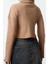 Kadın Moda Şık Üst Giyim Super Crop Dik Yaka Slim Kalıp Örme Fitted Vücuda Oturan Crop Esnek Bluz 5