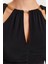 Kadın Moda Şık Regular Asimetrik Yaka Fitted Kalıp Örme Pencere Cut Out Detaylı Aksesuarlı Bluz 5