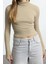 Stil Kadın Fitted Vücuda Oturan Parmak Detaylı Fitilli Esnek Bluz Crop Örme Slim Kalıp 1