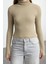 Stil Kadın Fitted Vücuda Oturan Parmak Detaylı Fitilli Esnek Bluz Crop Örme Slim Kalıp 3