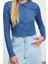 Stil Kadın Düğmeli Fitted Vücuda Oturan Polo Yaka Bürümcük Dokulu Bluz Crop Örme Slim Kalıp 1
