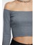 Stil Kadın Fitted Vücuda Oturan Fitilli Esnek Bluz Super Crop Örme Slim Kalıp Düşük Kol 2