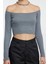 Stil Kadın Fitted Vücuda Oturan Fitilli Esnek Bluz Super Crop Örme Slim Kalıp Düşük Kol 3