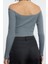 Stil Kadın Fitted Vücuda Oturan Fitilli Esnek Bluz Super Crop Örme Slim Kalıp Düşük Kol 4