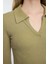 Stil Kadın Eskitme Soluk Efektli Vücuda Oturan Fitilli Esnek Bluz Crop Örme Slim Kalıp 4