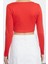 Kadın Moda Şık Crop Kare Yaka Slim Kalıp Örme Biye Detaylı Fitted Vücuda Oturan Interlok Bluz 5