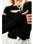 Kadın Crop Kayık Yaka Slim Kalıp Örme Fitilli Fitted Vücuda Oturan Pencere Cut Out Esnek Bluz 2