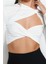 Stil Kadın Astarlı Pencere Cut Out Detaylı Bluz Crop Örme Fitted Kalıp 1