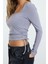Stil Kadın Büzgü Detaylı Fitted Vücuda Oturan Esnek Bluz Crop Örme Slim Kalıp 1