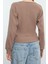 Stil Kadın Regular Normal Kalıp Oturan Fitilli Esnek Bluz Crop Örme Slim Kalıp 5
