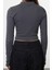 Stil Kadın Yıkamalı Fitted Vücuda Oturan Fitilli Esnek Bluz Crop Örme Slim Kalıp 5