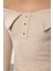 Stil Kadın Fitted Vücuda Oturan Çıtçıtlı Yaka Detaylı Fitilli Esnek Bluz Regular Slim Kalıp 4