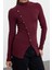 Stil Kadın Fitted Vücuda Oturan Düğme Detaylı Fitilli Esnek Bluz Regular Örme Slim Kalıp 1