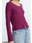 Stil Kadın Vücuda Oturan Düğmeli Kollu Fitilli Esnek Bluz Regular Örme Slim Fit Kalıp 2