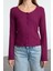 Stil Kadın Vücuda Oturan Düğmeli Kollu Fitilli Esnek Bluz Regular Örme Slim Fit Kalıp 3