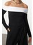 Stil Kadın -Beyaz Pamuklu Kısa Bluz Crop Örme Slim Kalıp Düşük Kol 1