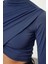 Kadın Moda Şık Üst Giyim Super Crop Dik Yaka Slim Kalıp Örme Drapeli Crop Bluz 4
