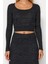 Kadın Moda Şık Üst Giyim Crop Kare Yaka Slim Kalıp Örme Fitted Vücuda Oturan Yumoş Bluz 5