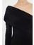 Kadın Crop Asimetrik Yaka Tek Kol Regular Kalıp Örme Drape Asimetrik Vücuda Oturan Normal Esnek Bluz 3