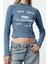 Stil Kadın Baskıl Fermuar Detaylı Kısa Bluz Crop Örme Slim Kalıp 1