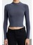 Stil Kadın Kolu Büzgü Detaylı Fitted Vücuda Oturan Esnek Bluz Crop Örme Slim Kalıp 3