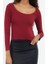 Kadın Moda Şık Üst Giyim Regular Havuz Yaka Slim Kalıp Örme Fitted Vücuda Oturan Bluz 3