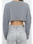 Stil Kadın Kol Triko Görünümlü Bluz Super Crop Örme Relaxed Kalıp Düşük Kol 5