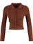 Kadın Moda Şık Crop Polo Yaka Slim Kalıp Örme Fitted Vücuda Oturan Fitilli Pamuklu Esnek Bluz 1