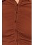 Kadın Moda Şık Crop Polo Yaka Slim Kalıp Örme Fitted Vücuda Oturan Fitilli Pamuklu Esnek Bluz 5