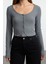 Kadın Moda Şık Crop Düğmeli Yaka Slim Kalıp Örme Fitted Vücuda Oturan Havuz Yaka Esnek Bluz 1