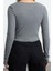 Kadın Moda Şık Crop Düğmeli Yaka Slim Kalıp Örme Fitted Vücuda Oturan Havuz Yaka Esnek Bluz 5