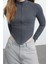 Stil Kadın Yıkamalı Fermuarlı Fitted Vücuda Oturan Fitilli Esnek Bluz Regular Örme Slim Kalıp 2