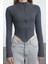 Stil Kadın Yıkamalı Fermuarlı Fitted Vücuda Oturan Fitilli Esnek Bluz Regular Örme Slim Kalıp 3