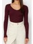 Stil Kadın Bordo-Taş 2li Paket Fitted Vücuda Oturan Pamuklu Esnek Bluz Regular Örme Slim Kalıp 2