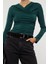 Stil Kadın Büzgü Drape Detaylı Fitted Vücuda Oturan Kollu Esnek Bluz Regular Örme Slim Kalıp 2