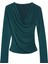 Stil Kadın Büzgü Drape Detaylı Fitted Vücuda Oturan Kollu Esnek Bluz Regular Örme Slim Kalıp 3