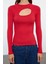 Stil Kadın Cut Out Detaylı Fitted Vücuda Oturan Fitilli Esnek Bluz Regular Örme Slim Kalıp 3