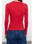 Stil Kadın Cut Out Detaylı Fitted Vücuda Oturan Fitilli Esnek Bluz Regular Örme Slim Kalıp 4
