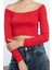 Stil Kadın Fitted Vücuda Oturan Fitilli Esnek Bluz Super Crop Örme Slim Kalıp Düşük Kol 2