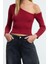 Stil Kadın Fitted Vücuda Oturan Omzu Açık Fitilli Bluz Crop Örme Slim Kalıp Düşük Kol 1