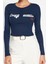 Stil Kadın Baskılı Fitted Vücuda Oturan Esnek Ribana Bluz Crop Örme Slim Kalıp 2